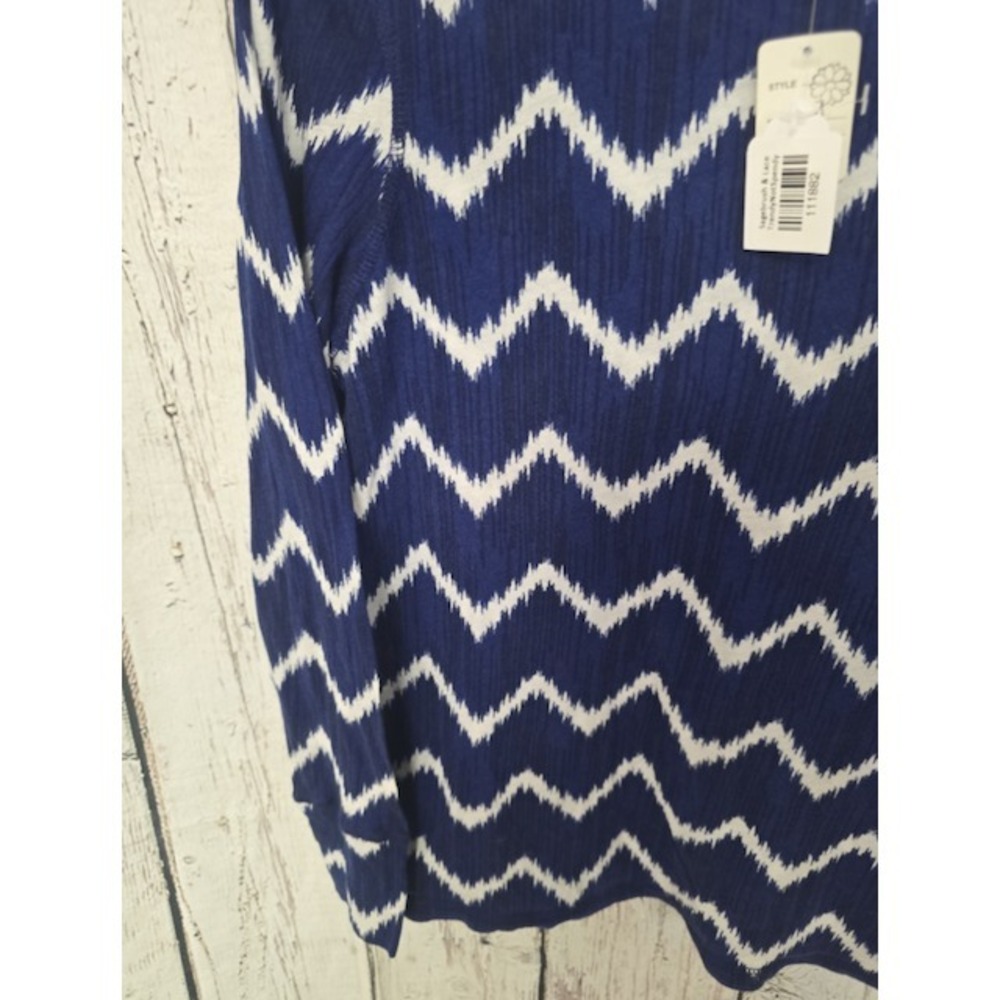H&M L.O.G.G. Top Blue & White Vintage Y2K Size M Long Sleeve - Picture 7 of 10